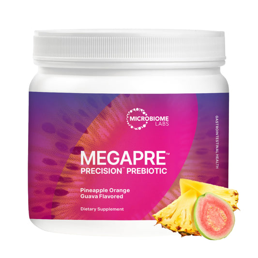 Microbiome Labs MegaPre Prebiotic Fiber Powder for Women, Men & Kids - Pineapple Orange Guava Prebiotic Fiber Supplement Powder with Clinically Tested Oligosaccharides for Microbial Support (5.5 Oz)