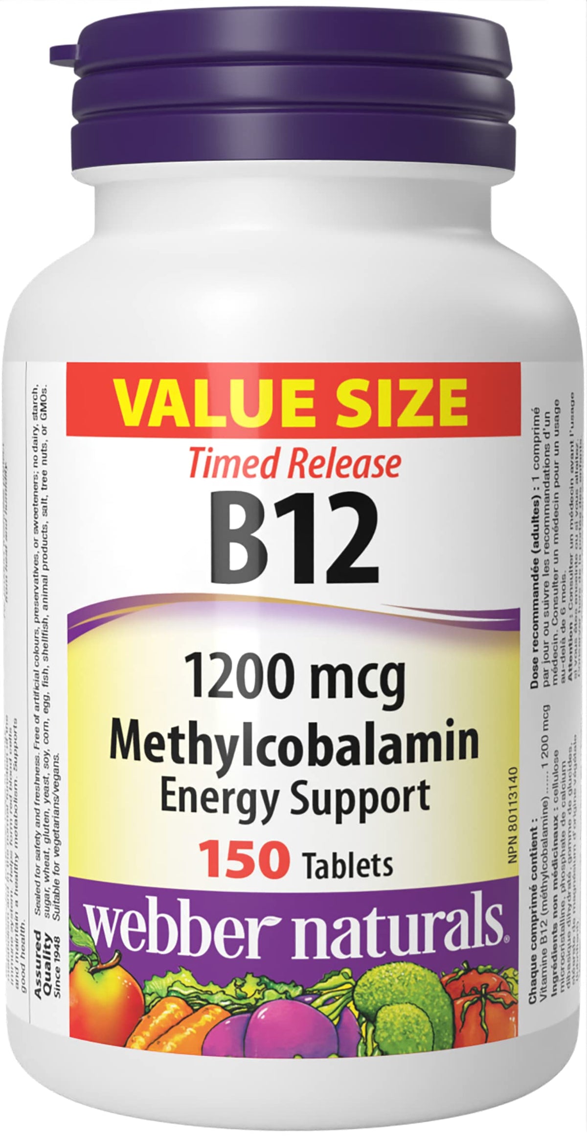 Webber Naturals Vitamin B12 1200 mcg, 150 Tablets, Value Size