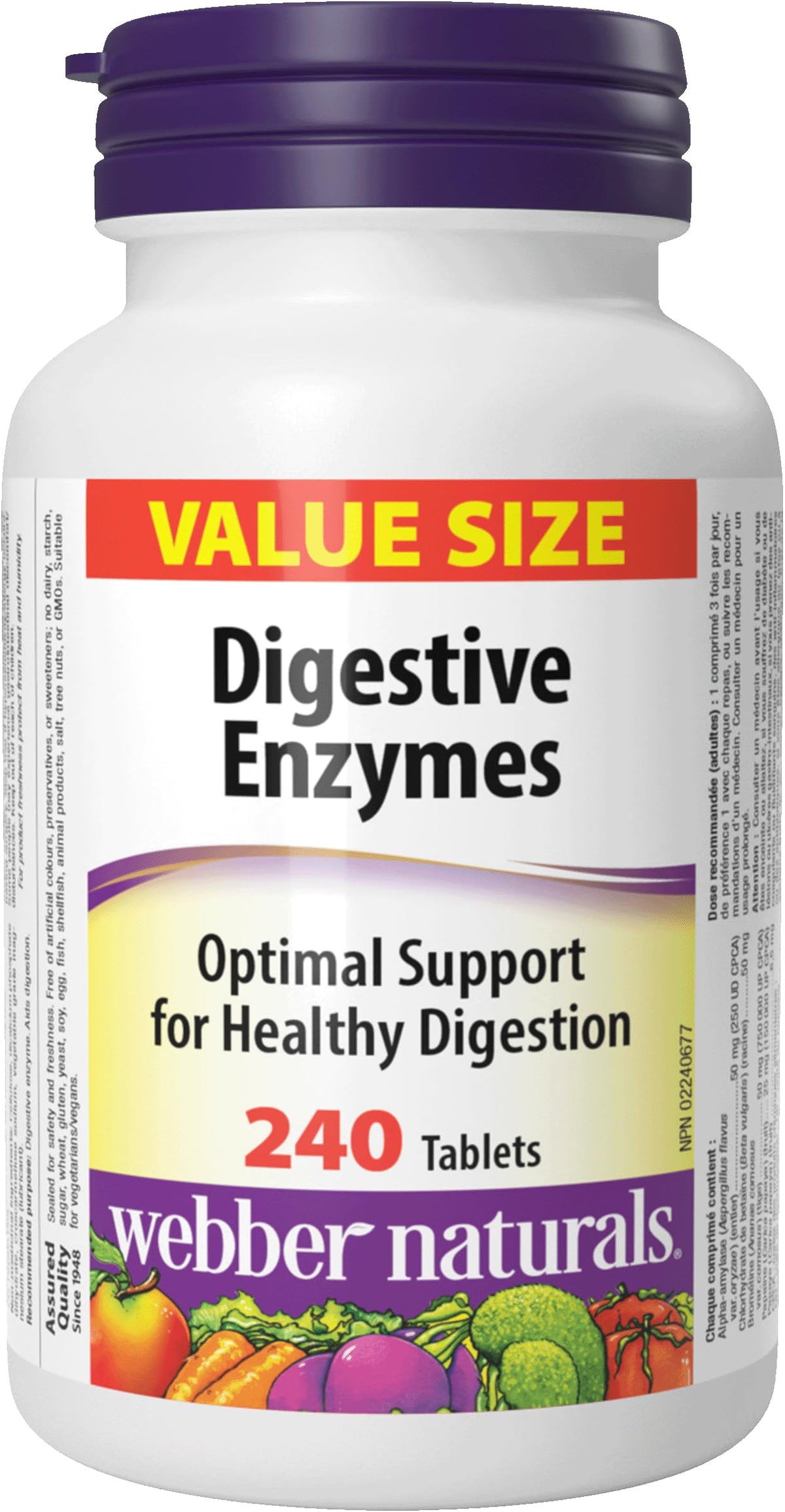 Webber Naturals Digestive Enzymes, 240 Tablets, Value Size