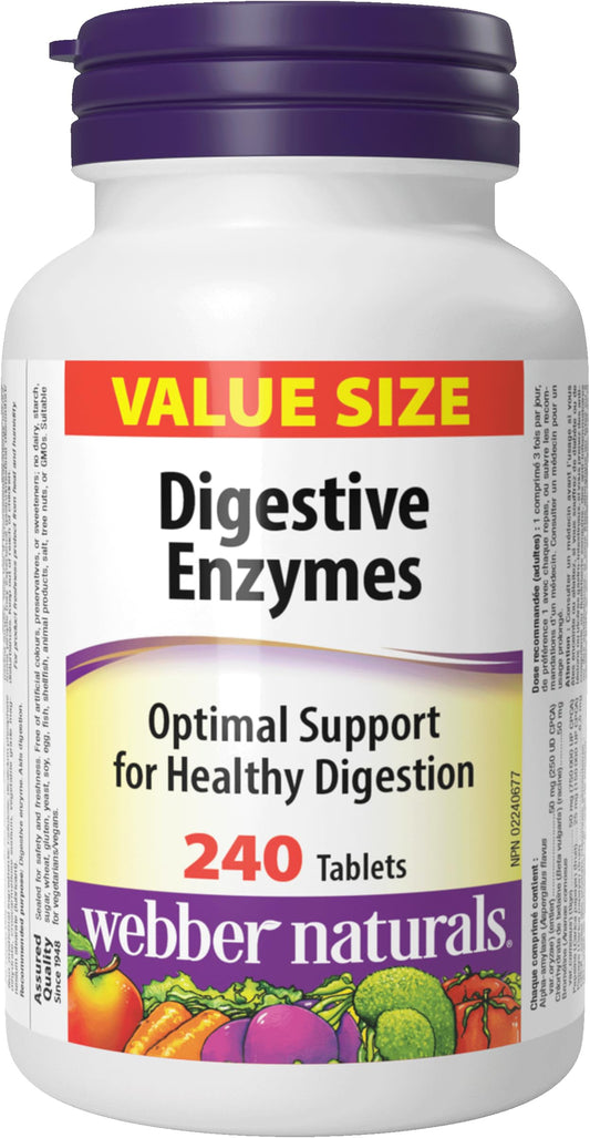 Webber Naturals Digestive Enzymes, 240 Tablets, Value Size