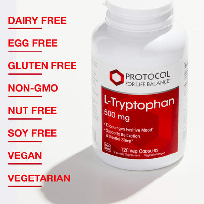 Protocol For Life Balance - L-Tryptophan 500 mg - 120 Veg Capsules