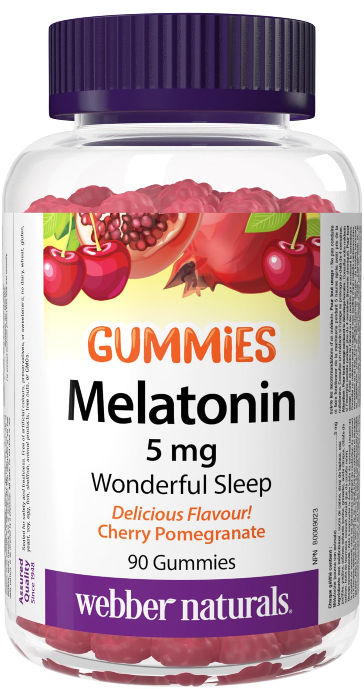 Webber Naturals Melatonin 5 mg Gummy, 90 Gummies
