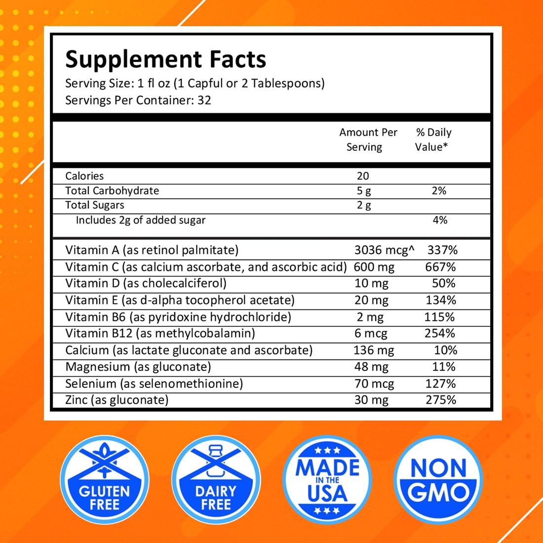 intraIMMUNE DRUCKER Labs Organic Liquid Daily Immune & Defense Support, Multivitamin, Elderberry, Echinacea, Prebiotics, Zinc, Vitamin D, C E, Vegan, Non GMO, Gluten Free (32 oz., Peach Berry)