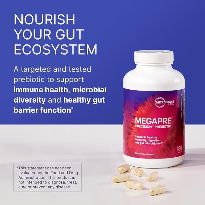 Microbiome Labs MegaPre Prebiotic Supplement for Women & Men (180 Capsules)