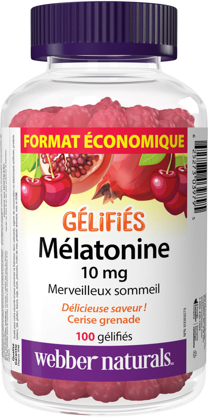 Webber Naturals Melatonin 10 mg Gummy, 100 Gummies, Value Size