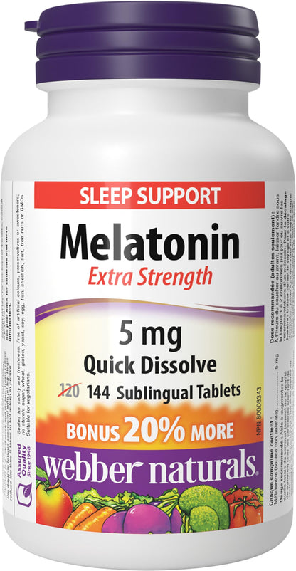 Webber Naturals Melatonin 5 mg, 144 Quick Dissolve Tablets