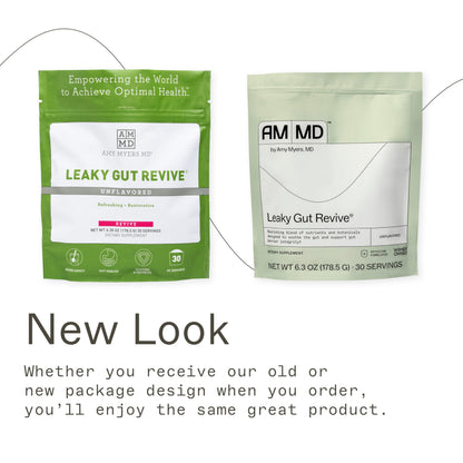 Amy Myers MD Leaky Gut Revive Powder for Leaky Gut Repair -L Glutamine, Slippery Elm -Supports Constipation, Diarrhea, Bloating, Heartburn, SIBO -Licorice & Marshmallow Root - Unflavoured-6.30 Oz