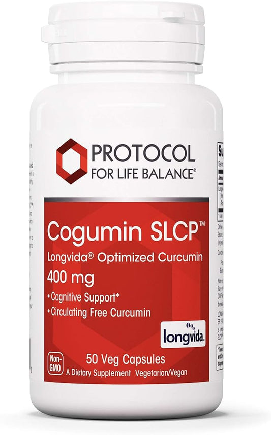 Protocol Cogumin SLCP 400mg Curcumin - Neurological Support* - with Curcuma Longa Extract - Cognitive Support Supplement* - Vegan-Friendly & Non-GMO - 50 Veg Capsules