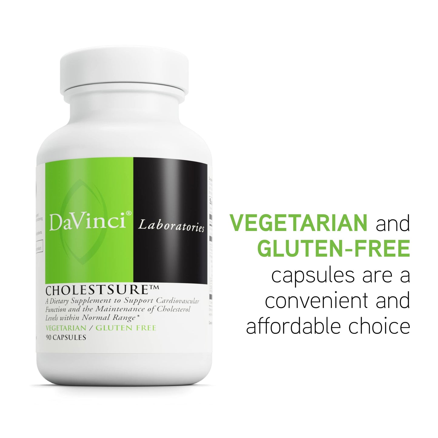 DAVINCI Labs CholestSure Supplement - Supports Cardiovascular Function, Helps Maintain Healthy Cholesterol Levels in a Normal Range* - Gluten-Free - 30-Day Supply - 90 Vegetarian Capsules