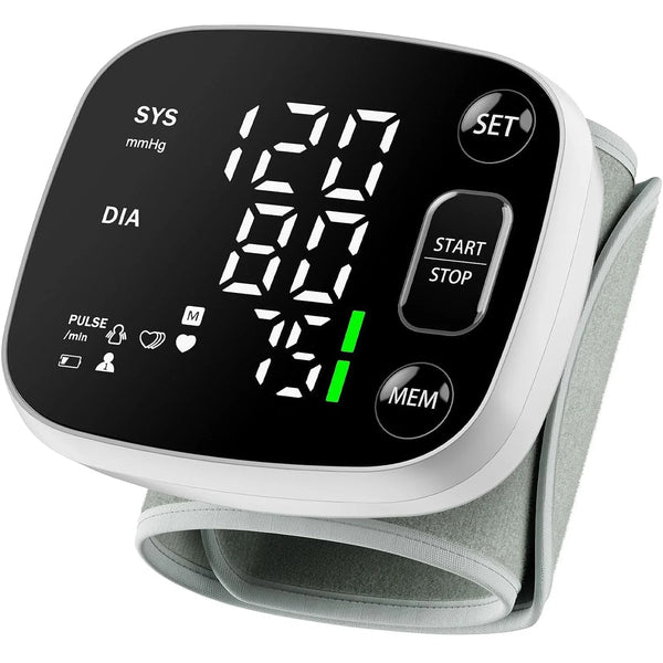 Oklar Blood Pressure Monitors for Home Use Rechargeable Wrist Digital BP Machine Cuff with LED Backlit Display, Voice Broadcast, 240 Memory Storage for 2 Users with Carrying Case