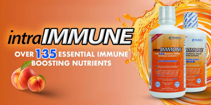 intraIMMUNE DRUCKER Labs Organic Liquid Daily Immune & Defense Support, Multivitamin, Elderberry, Echinacea, Prebiotics, Zinc, Vitamin D, C E, Vegan, Non GMO, Gluten Free (32 oz., Peach Berry)