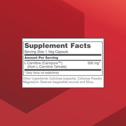 PROTOCOL FOR LIFE BALANCE L-Carnitine 500mg - Cell Energy Metabolism - Exercise Performance, Recovery - 60 Veg Caps