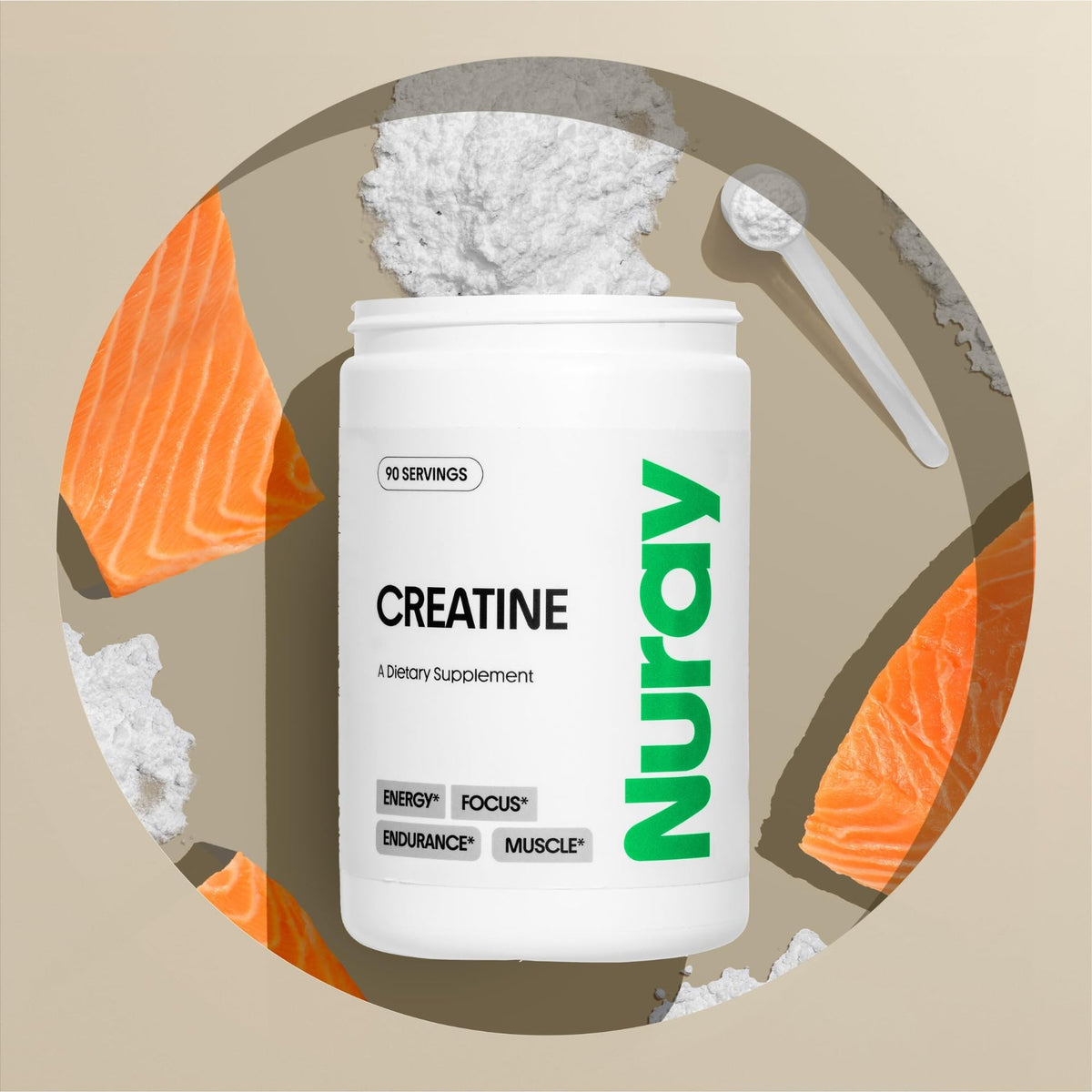 Nuray Créatine Monohydrate en Poudre Premium – Booster d'Énergie et de Performance Sportive & Récupération, Soutien de la Masse Musculaire & Fonction Cérébrale – Sans Arôme, 90 Doses, Végétarien