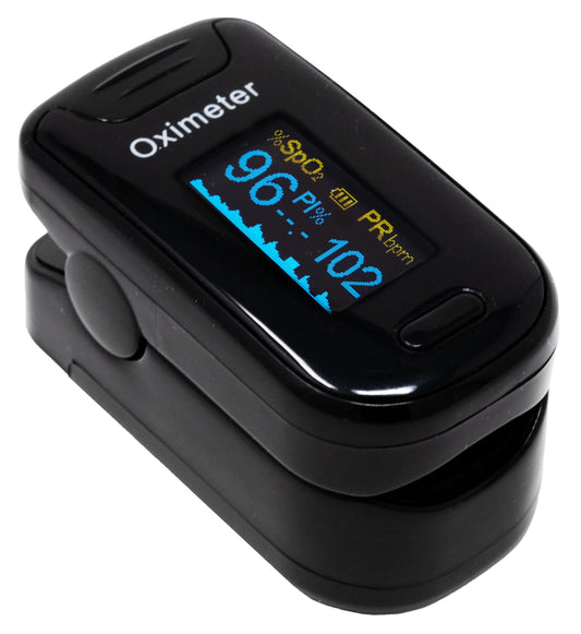 Boost Oxygen Deluxe Fingertip Pulse Oximeter Blood Oxygen Monitor | OLED Display | Measure SpO2 Effortlessly | with Plethysmograph and Perfusion Index
