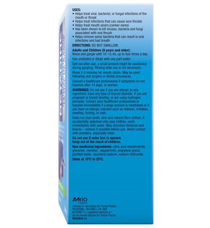 Betadine Sore Throat Gargle 240ml Mint Flavoured - Helps to Treat Infections That Cause Sore Throat