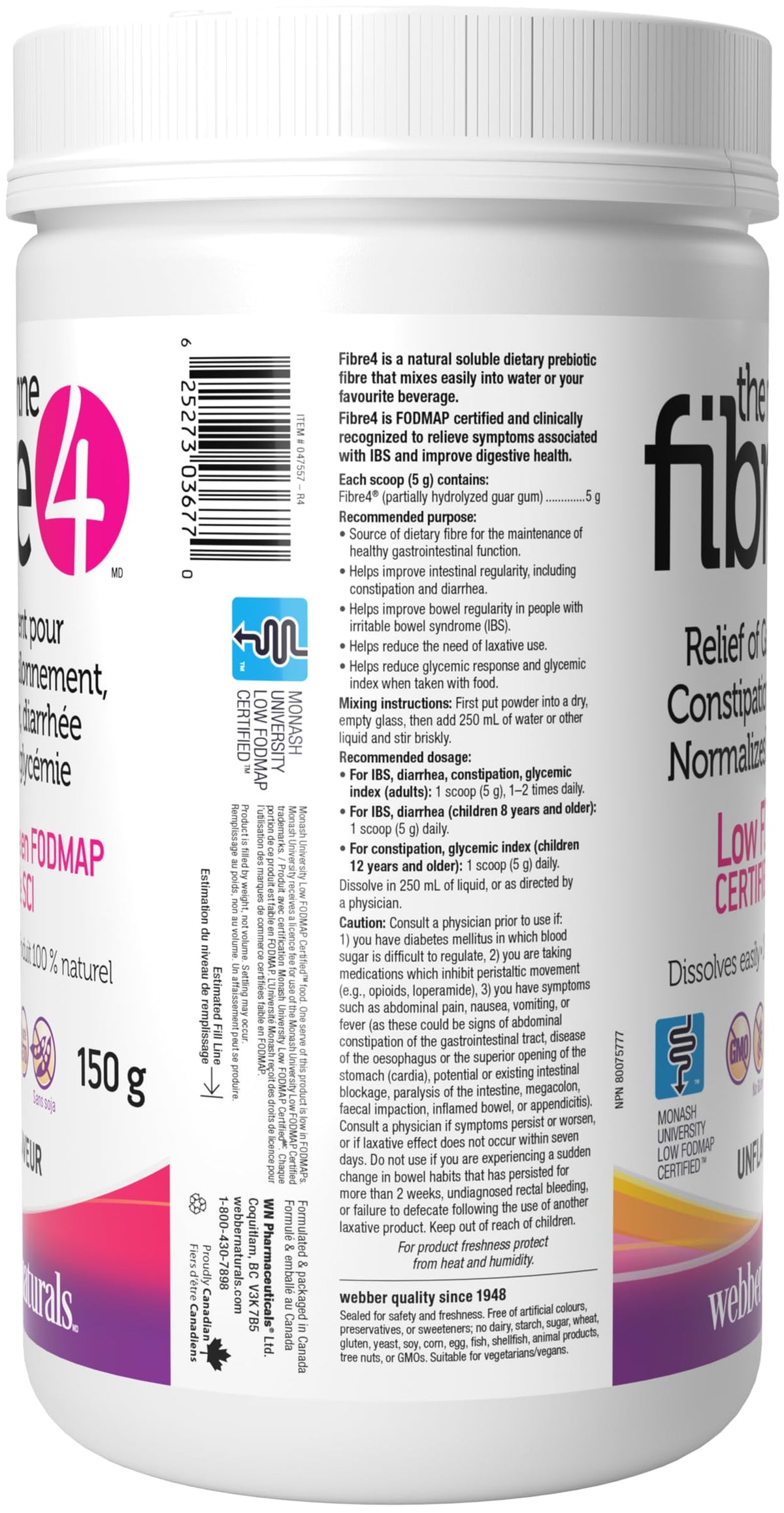 Fibre4 All-Natural Soluble Dietary Fibre Supplement, 150g, Unflavoured