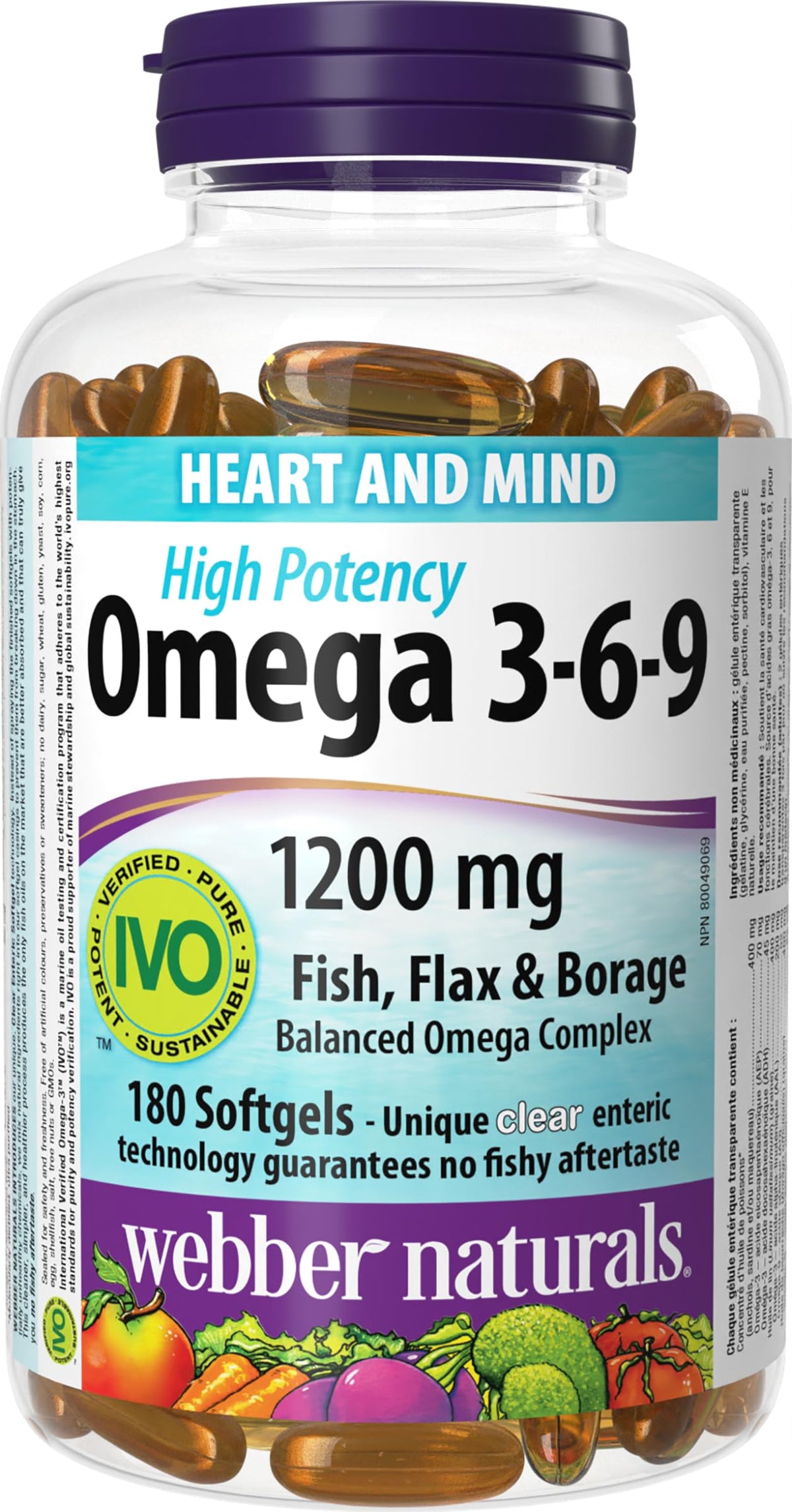 Webber Naturals Omega 3-6-9 1200 mg Fish Oil, 180 Enteric Capsules
