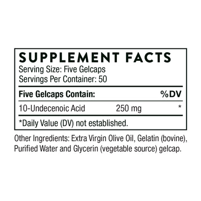 THORNE Undecylenic Acid (Formerly Formula SF722) - 250 mg of Undecylenic Acid - for a Healthy Balance of Gut & Vaginal Flora* - Gluten Free - 250 Gelcaps - 50 Servings