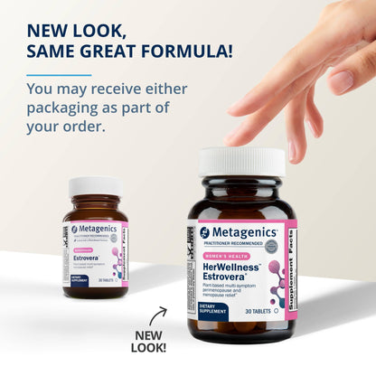 Metagenics HerWellness Estrovera - All-Natural, Hormone-Free Perimenopause & Menopause Support - for Hot Flashes, Menopause Relief, Night Sweats - Gluten-Free - Vegetarian - Non-GMO - 30 Tablets