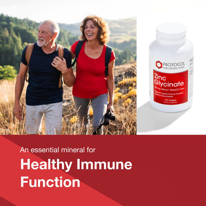 Protocol Zinc Glycinate 30mg - with Albion Traacs Zinc - Zinc Glycinate Supplement - Immune System Support* - Keto Friendly & Dairy Free - 120 Softgels