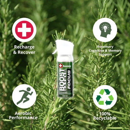 Boost Oxygen Pocket Size Focus Rosemary Aroma 3L Canister | Respiratory Support for Aerobic Recovery, Altitude, Performance & Health (4 Pack)