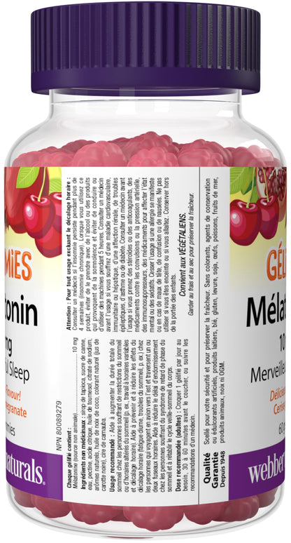 Webber Naturals Melatonin 10 mg Gummy, 60 Gummies