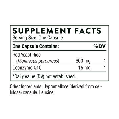 THORNE Red Yeast Rice + CoQ10 - Maintain Healthy Cholesterol Levels and Supports Cardiovascular Health* - Gluten-Free, Dairy-Free - 120 Capsules