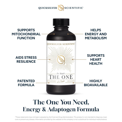 Quicksilver Scientific The ONE Mitochondrial Elixir - Mitochondria Supplement to Support Cellular Health with Phosphatidylcholine, Resveratrol, Reishi Mushroom & CoQ10 Liquid (3.38oz / 100ml)