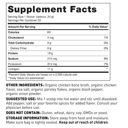 Amy Myers MD Bone Broth Collagen Powder - Type II Collagen Protein Powder from Organic Chicken Bone Broth - Supports Hair, Skin, Nails, Bones & Joints Health - Keto Friendly, 20 Servings (Chicken)
