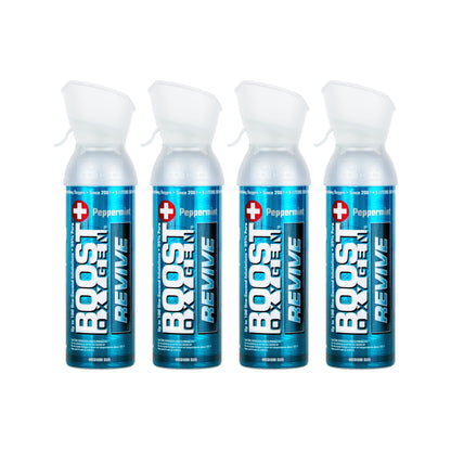 Boost Oxygen Medium Revive Peppermint Aroma 5 Liter Canister | All-Natural Resiratory Support for Aerobic Recovery, Altitude, Performance and Health (4 Pack)