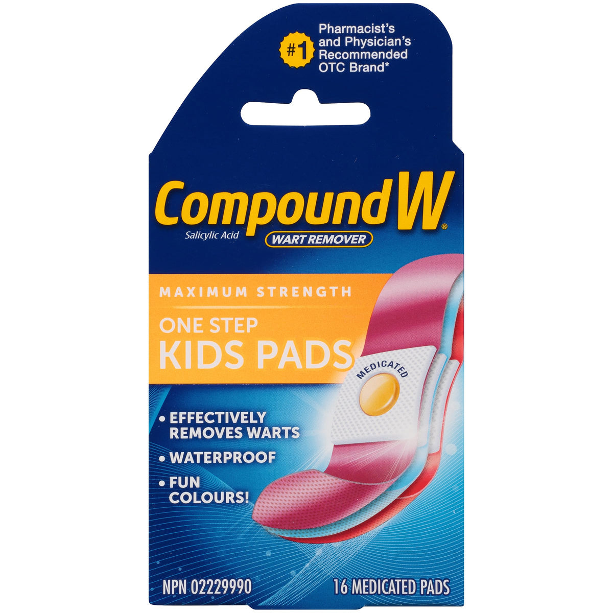 Compound W Wart Remover, One Step Kids Medicated Pads - 16 Count - Salicylic Acid Wart Remover, Maximum Strength
