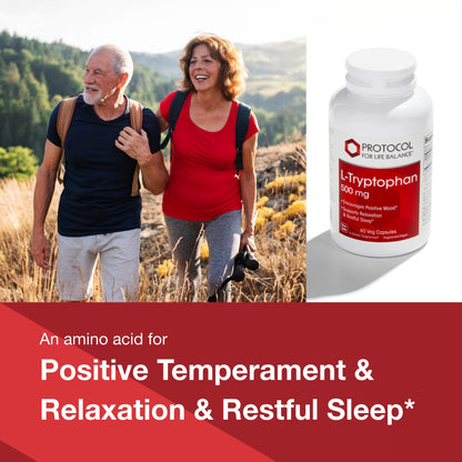 PROTOCOL FOR LIFE BALANCE L-Tryptophan 500mg - Stress Relief and Relaxation - 60 Veg Caps