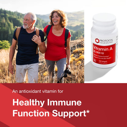 PROTOCOL FOR LIFE BALANCE Vitamin A 25,000 IU - Eye, Retina, and Immune Health - 100 Softgels