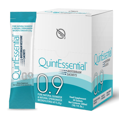 Quicksilver Scientific Quintessential 0.9 Sachets - Isotonic Solution with Sea Water Minerals + Alpine Spring Water - Liquid Hydration, Electrolyte + Multi Minerals Supplement (30 Count)
