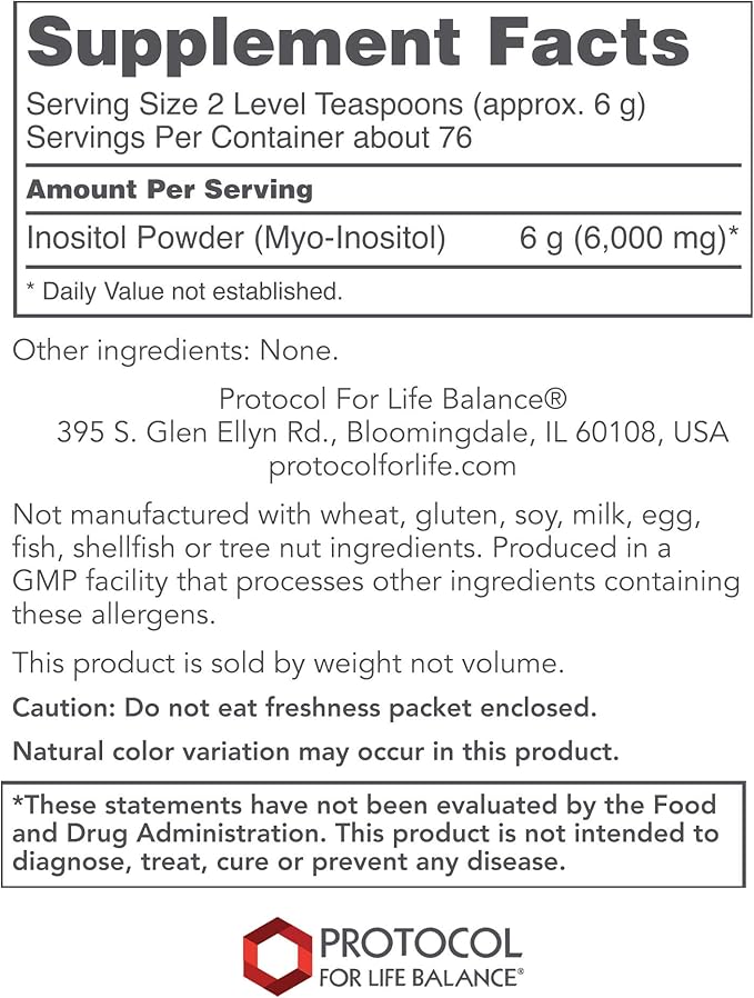 Protocol For Life Balance - Myo-Inositol Powder 1lb. (454 g)