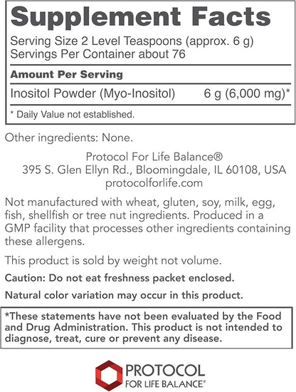 Protocol For Life Balance - Myo-Inositol Powder 1lb. (454 g)