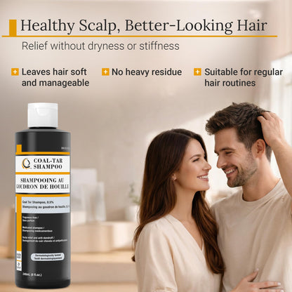 Coal Tar Shampoo 0.5% Natural Coal Tar - Dandruff Shampoo for Itchy Flaky Scalp - Hypoallergenic, HRIPT Tested - PABA and Silicone Free - All Ages 2+ - 240ml (8oz)