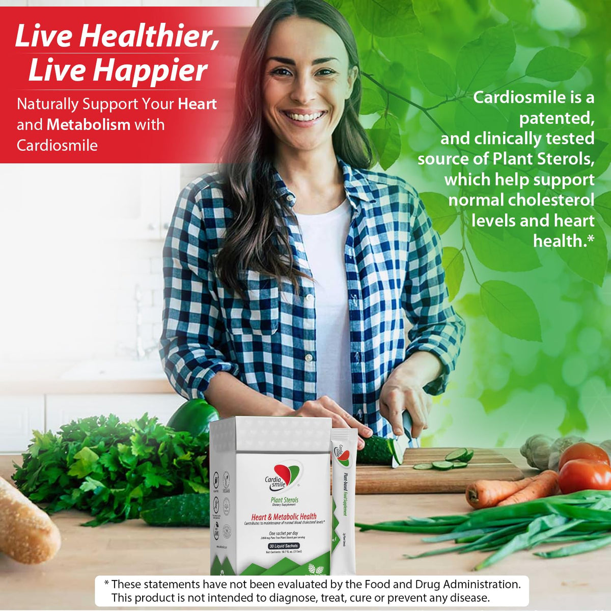 Cardiosmile 2000Mg Plant Sterols Support Healthy Cholesterol Levels With 1400 Mg Beta-Sitosterol For Support Heart And Metabolic Health, 30 Day Supply In Pack