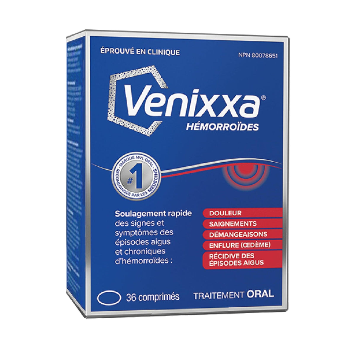 Venixxa Hemorrhoid Oral Treatment, Clinically Proven to Relieve Pain, Bleeding and Itching Associated with Hemorrhoids, 36 Tablets