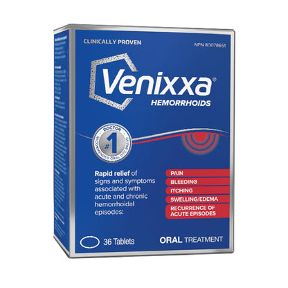 Venixxa Hemorrhoid Oral Treatment, Clinically Proven to Relieve Pain, Bleeding and Itching Associated with Hemorrhoids, 36 Tablets