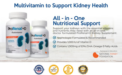 ProRenal+D with Omega-3 Fish Oil Kidney Multivitamin 30-Day Supply
