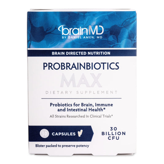 Dr Amen BrainMD ProBrainBiotics MAX - 30 Capsules - Probiotics for Brain, Immune & Intestinal Health - Gluten Free - 30 Servings