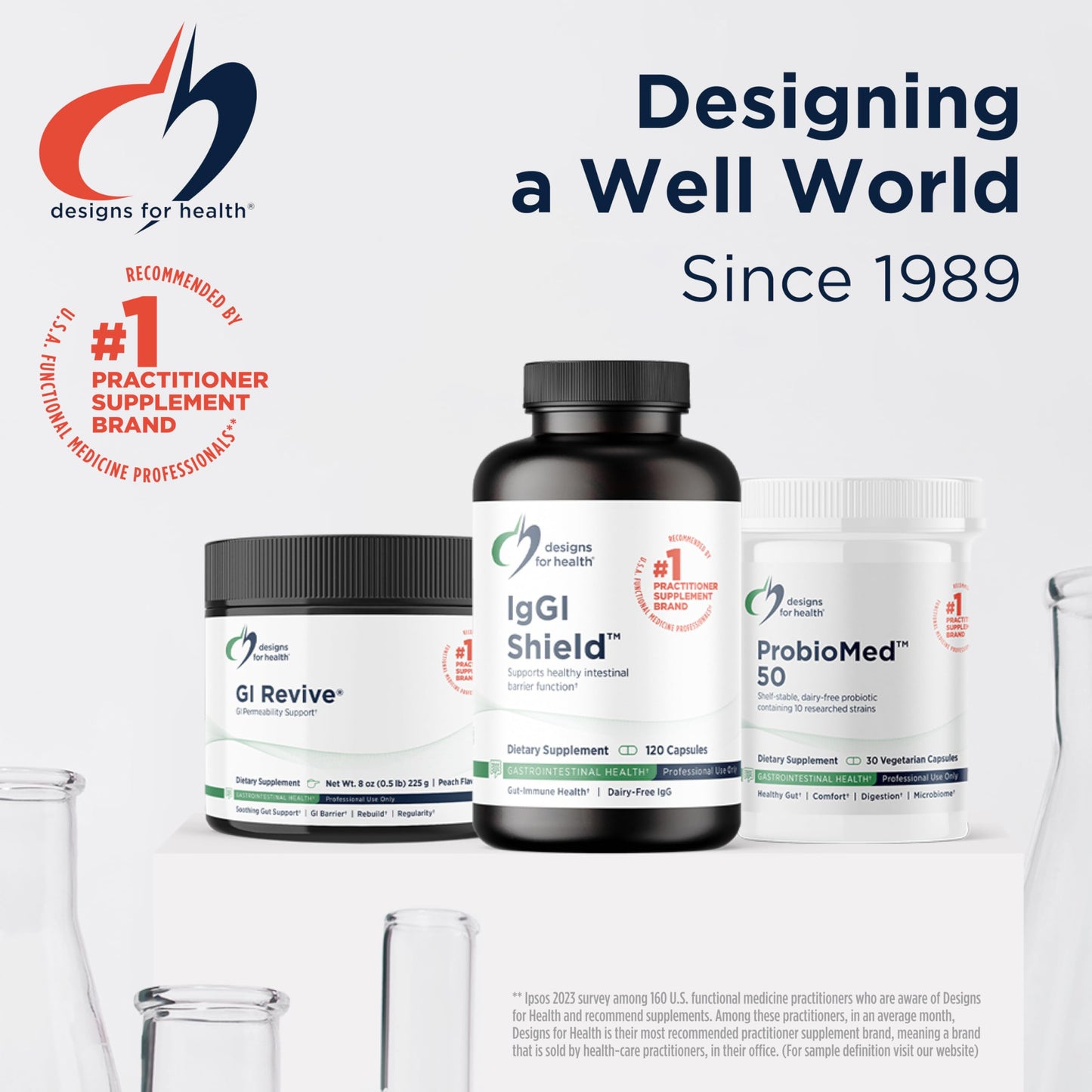 Designs for Health GI Revive Gut Health Powder - L Glutamine & Citrus Pectin for Digestive Health + Slippery Elm, Marshmallow Root & Cat's Claw for Healthy Intestinal Function (28 Servings)