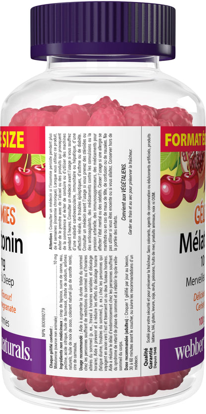 Webber Naturals Melatonin 10 mg Gummy, 100 Gummies, Value Size