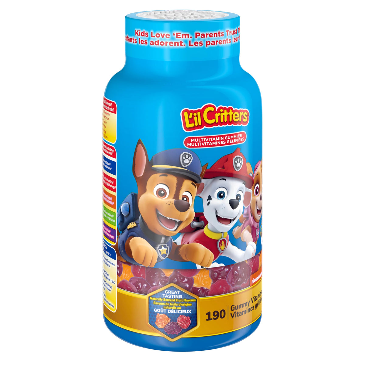 L'il Critters Paw Patrol Children's Multivitamin Gummies - 11 Essential Nutrients, Naturally Sourced Colours & 5 Delicious Flavours, 3 Month Supply - 190 Count