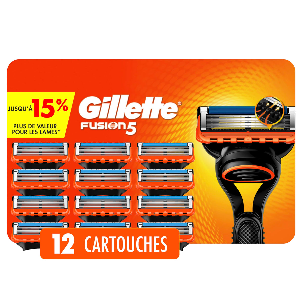 Gillette Fusion5 Men's Razor Blade Refills, 12 Refills