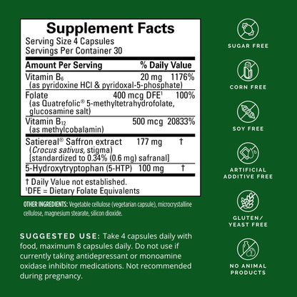 BRAINMD Dr Amen Serotonin Mood Support - 120 Capsules - Supports Healthy Serotonin Balance - Gluten Free - 30 Servings