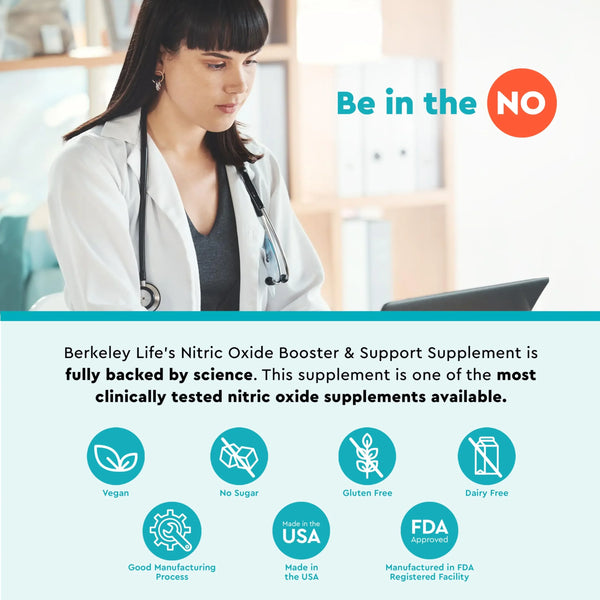 Berkeley Life Professional - Nitric Oxide Booster & Support Supplement with Organic Beetroot Powder - Helps Maintain Healthy Blood Pressure - Support Circulation & Cardiovascular Health - 60 Capsules