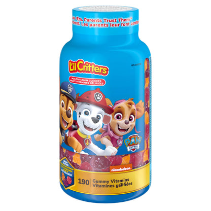 L'il Critters Paw Patrol Children's Multivitamin Gummies - 11 Essential Nutrients, Naturally Sourced Colours & 5 Delicious Flavours, 3 Month Supply - 190 Count