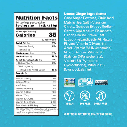 Liquid I.V.® Hydration Multiplier +Energy - Lemon Ginger | Electrolyte Powder Drink Mix | 1 Pack (14 Servings)